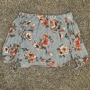 Flowery Off-The-Shoulder Blouse